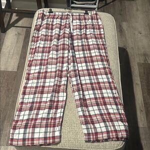 Cozy Red White and Green Plaid Lounge Pants with Drawstring